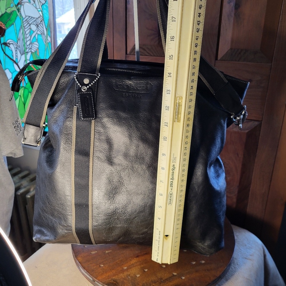 Coach Black Hudson Leather Tote Bag - Picture 7 of 17